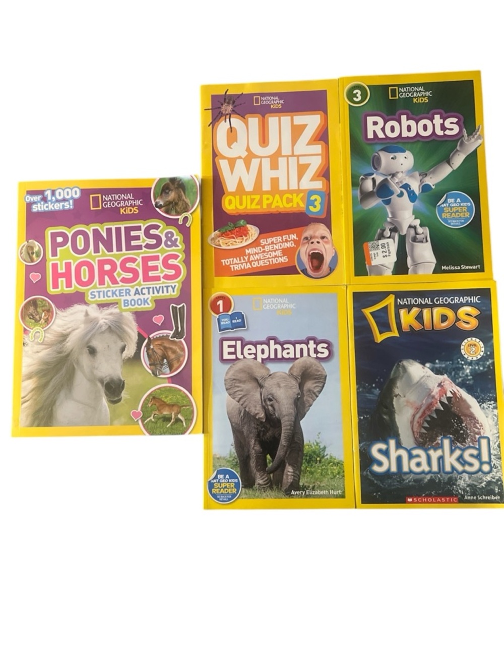 National Geographic Kids Book Bundle Lot 5 Sharks Robots Elephants Quiz Whiz